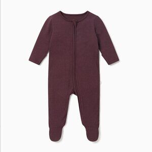 Mori Ribbed Clever Zip Footed Baby Pajamas ribbed berry 3-6 months